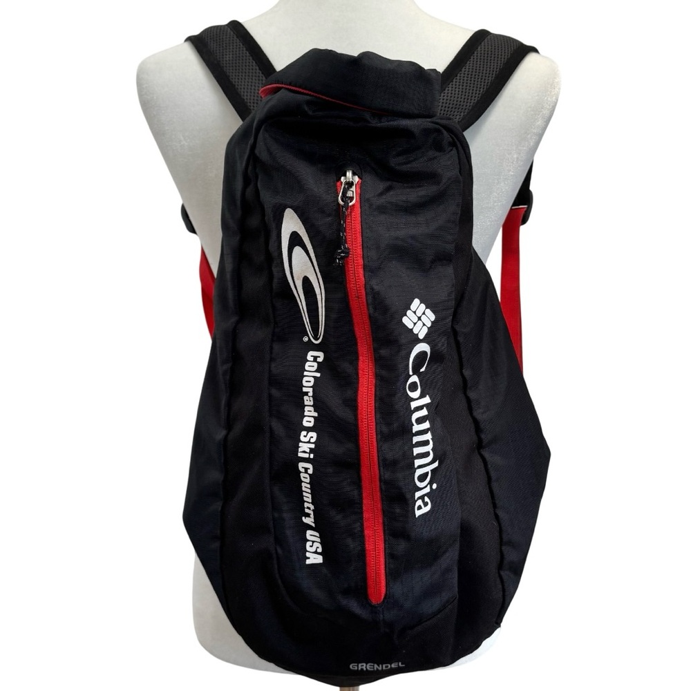 Columbia Small Backpack Roll Top Black Red Colorado Ski Country USA Backpacks